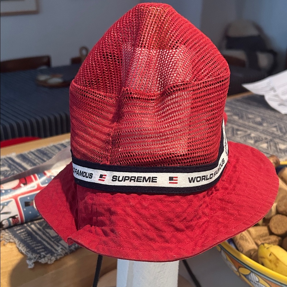 Supreme Scarlet Mesh Bucket Hat